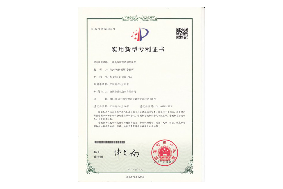 一种具有防尘结构的仪表